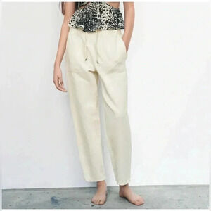 Zara like-New Linen Blend Straight Leg Ankle Pants Size XL